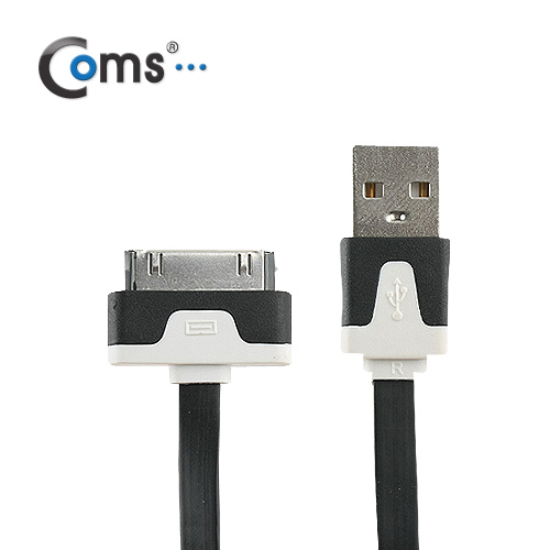 Coms iOS 스마트폰 플랫 케이블 충전&데이터 (블랙)/8핀