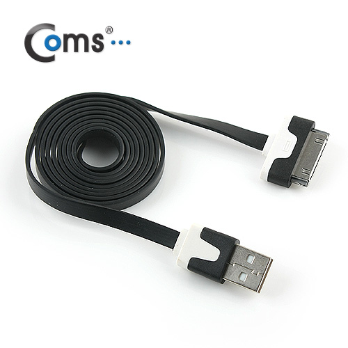Coms iOS 스마트폰 플랫 케이블 충전&데이터 (블랙)/8핀
