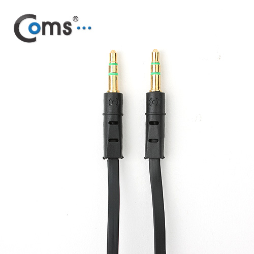 Coms 스테레오 케이블 (3.5/Flat) 1M, Black/ST/Stereo