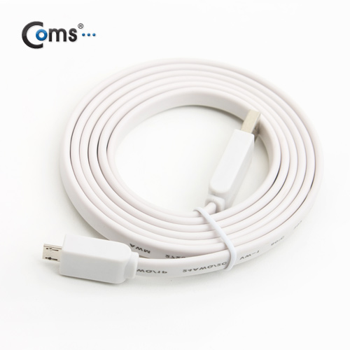 Coms USB/Micro B 케이블(Flat형) 1.5M/화이트