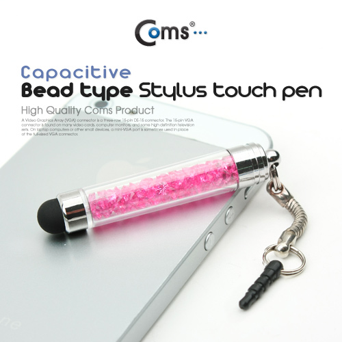 Coms 터치펜 정전식(구슬형) / 핑크, 이어마개