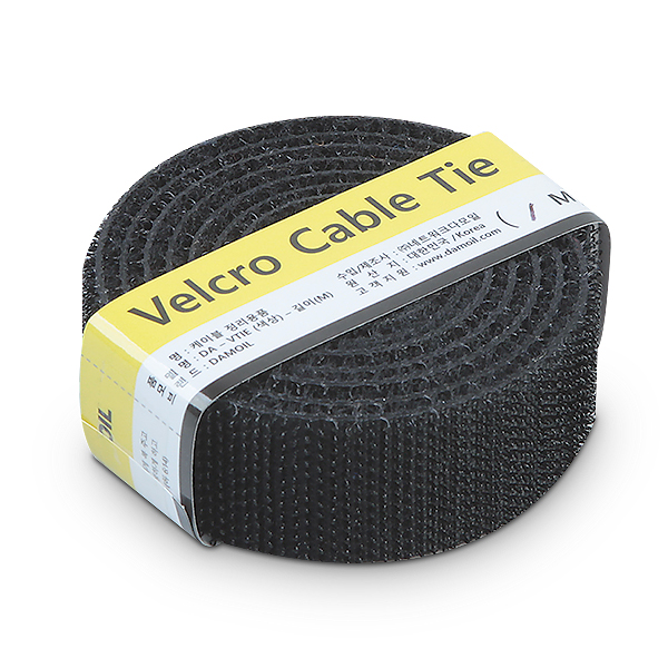 DA-VTIE-1M(BLACK) 다모일 양면 벨크로타이 (블랙) 케이블정리 필요에따라 잘라서 사용