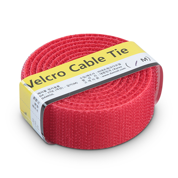 DA-VTIE-1M(RED) 다모일 양면 벨크로타이 (레드) 케이블정리 필요에따라 잘라서 사용