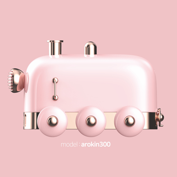 HABBSI 기차 가습기 LED 무드등 핑크색