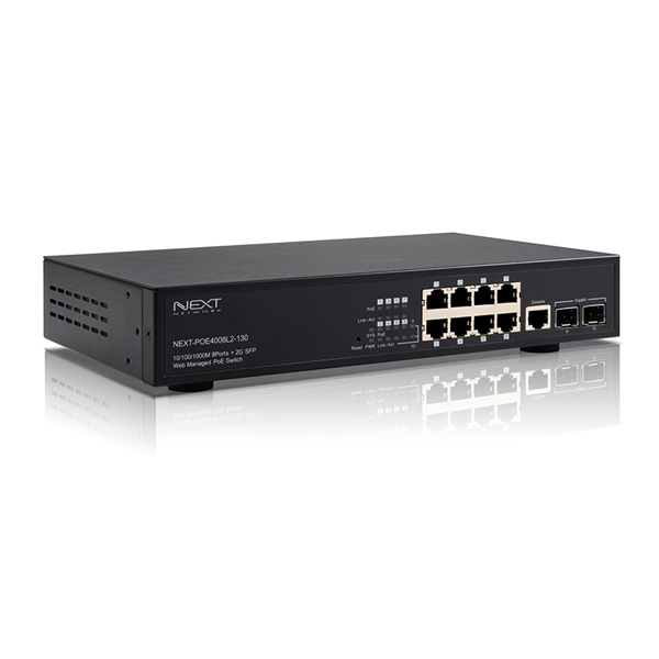 NEXT-POE4008L2-130 기가비트 POE 8포트 스위치허브(130W) + SFP 2포트