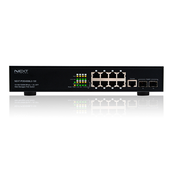 NEXT-POE4008L2-130 기가비트 POE 8포트 스위치허브(130W) + SFP 2포트