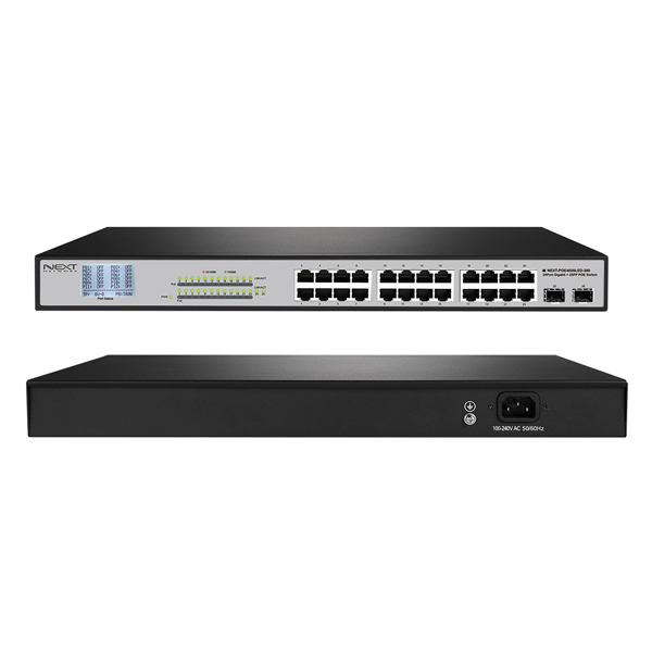 NEXT-POE4026LED-380 24포트 기가비트 LCD POE+스위치/2SFP지원