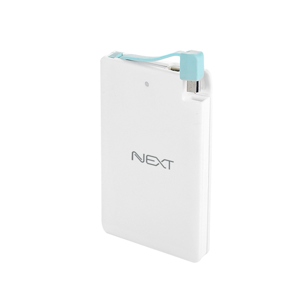 NEXT-2000PB 카드형 보조배터리 2000mAh 케이블일체형