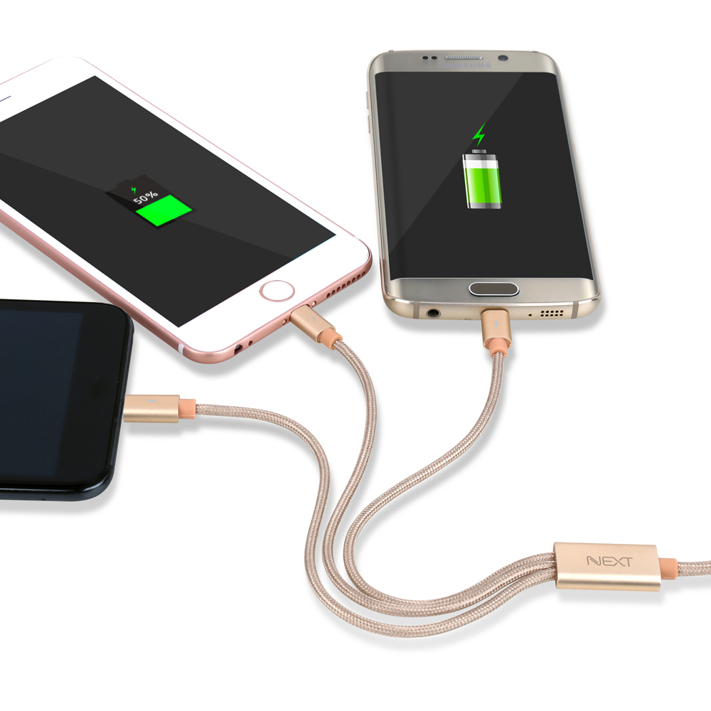 NEXT-1583LCM Micro 5핀+C타입+애플8핀 케이블/1.1m