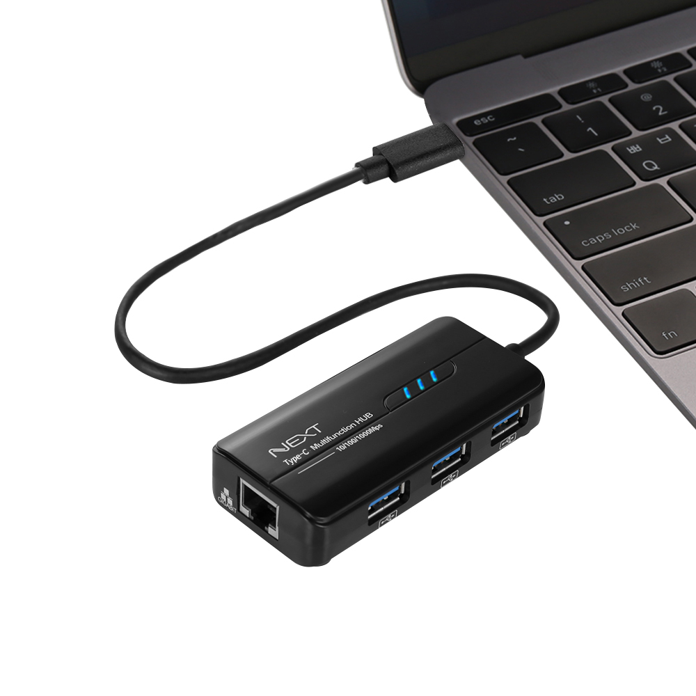 NEXT-TC313LAN 타입C-USB3.0 3포트허브 + 기가랜 콤보