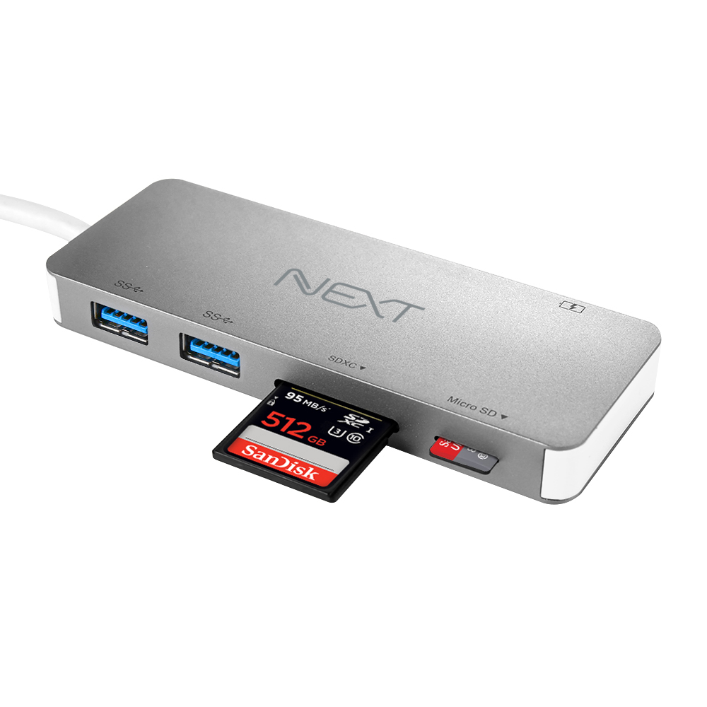NEXT-9715TC-PD 타입C to USB3.0 2포트+SD/Micro SD 카드리더기