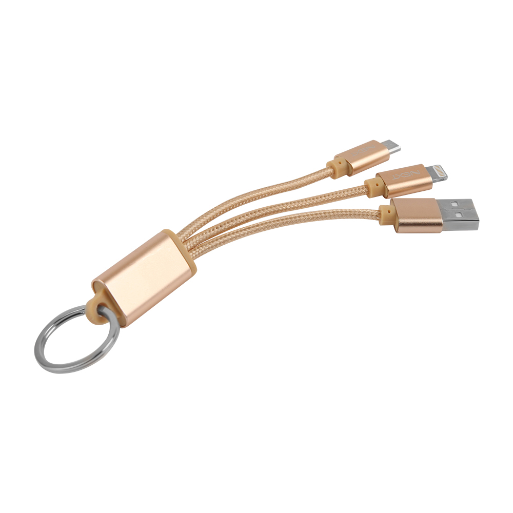 NEXT-1522KLM USB to 라이트닝8핀 + Micro 5pin 충전/데이터 케이블 10cm