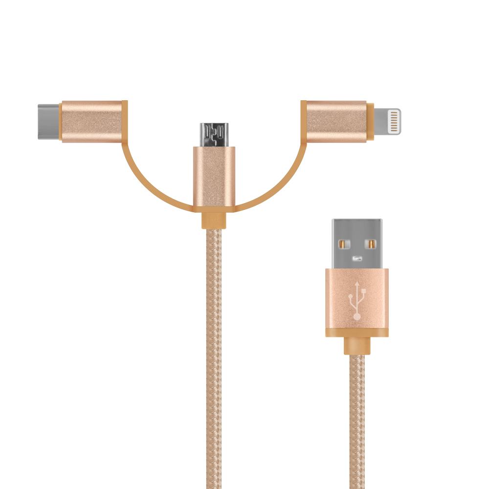 NEXT-1529LCMD USB to 라이트닝 8핀 + type-c +Micro 5pin 충전/데이터 cable(커넥터타입)