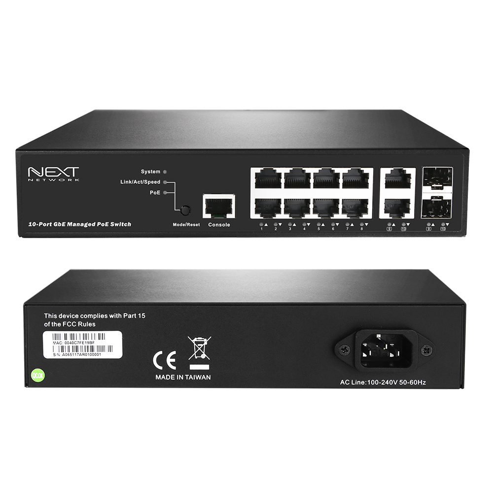 NEXT-POE4210L2S-TP L2 Management 8Port POE Switch