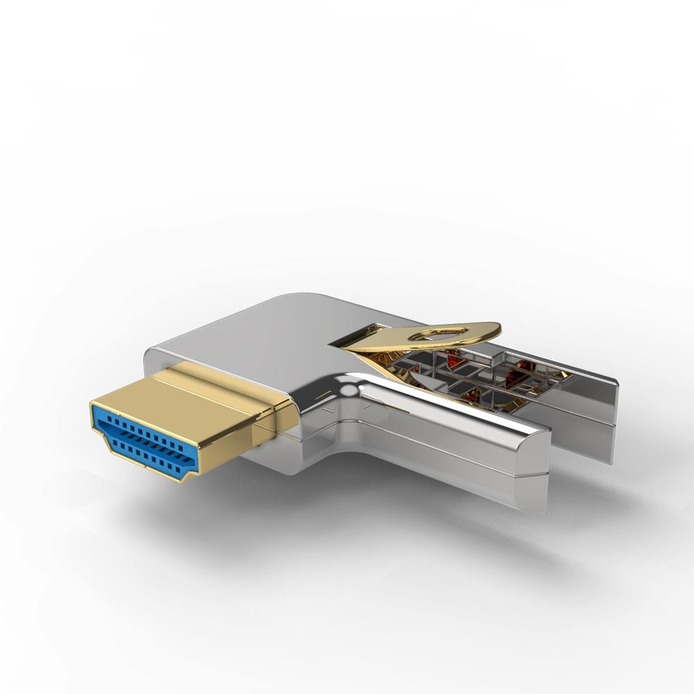 NEXT-6662LD 분리형 AOC케이블용 HDMI 좌 꺾임형 커넥터