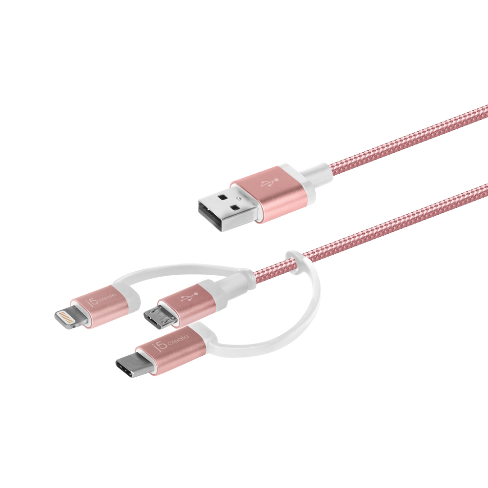 NEXT-JMLC11R 고속충전 3 in 1 케이블 Micro5핀 C타입 8핀 1M