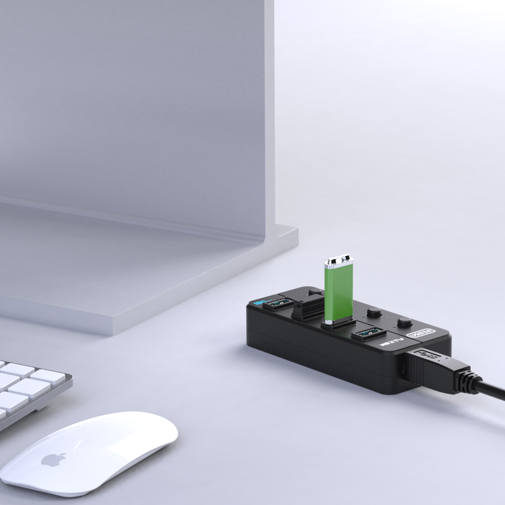 무전원 4포트 개별 전원버튼 USB허브 USB3.2 GEN2 10G XT1301064