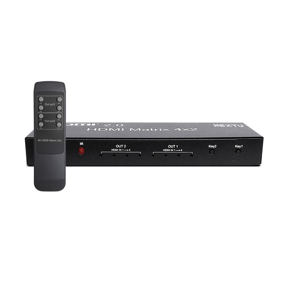 HDMI 4K 60HZ 4:4:4 매트릭스 스위치 입력 4포트 출력 2포트 다운스케일링 지원 HDCP 2.2 개별포트 광 아날로그 오디오 지원