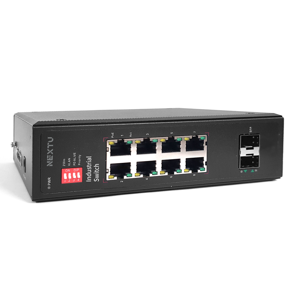 8포트 기가 산업용 POE 스위칭허브 PoE+이더넷 전원 리피터모드 서지호보