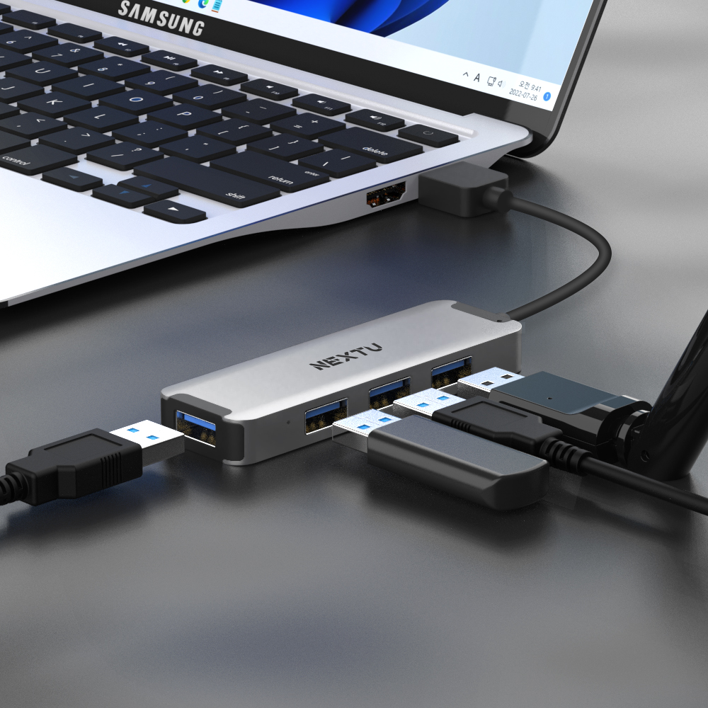 4포트 알루미늄 무전원 USB3.0허브 664U3