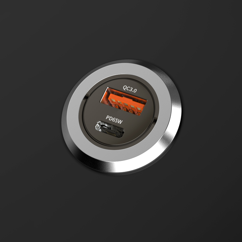 시아잰 차량용 매립형 시거잭 노트북 충전기 60W 듀얼 C타입