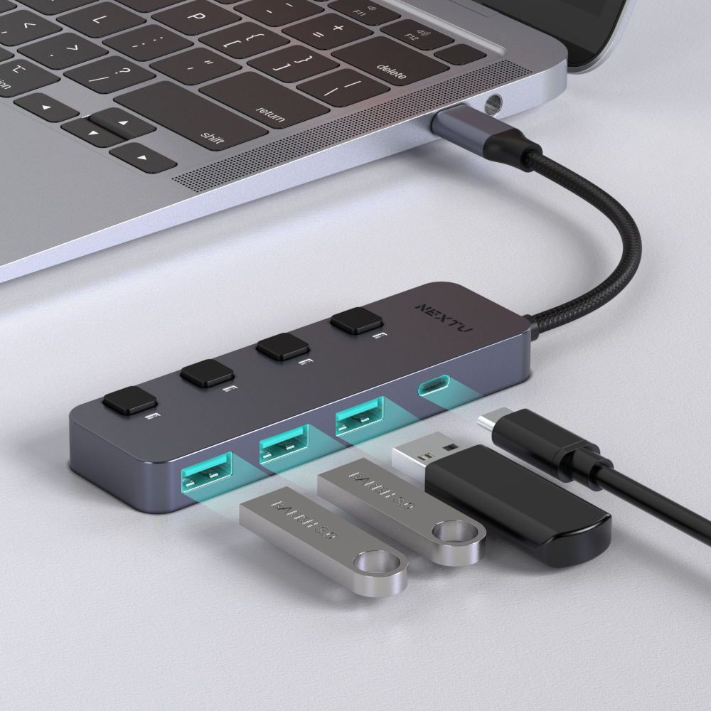 유가단 C타입 개별스위치 4포트 멀티포트 GEN2 USB허브 5522U3-10G