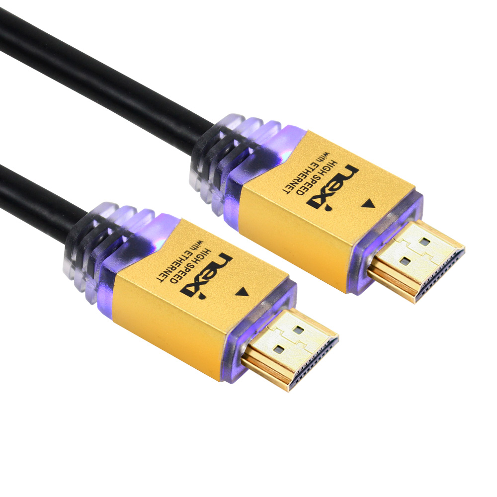 넥시 HDMI LED 블랙 골드 메탈케이블 1.4Ver 15M NX63