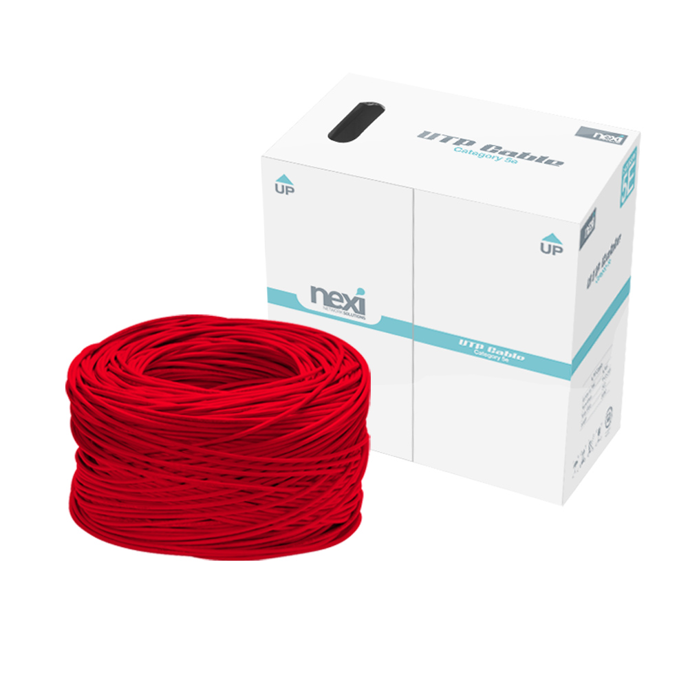 넥시 CAT5E UTP 랜케이블 300M 1롤 박스 레드 NX127
