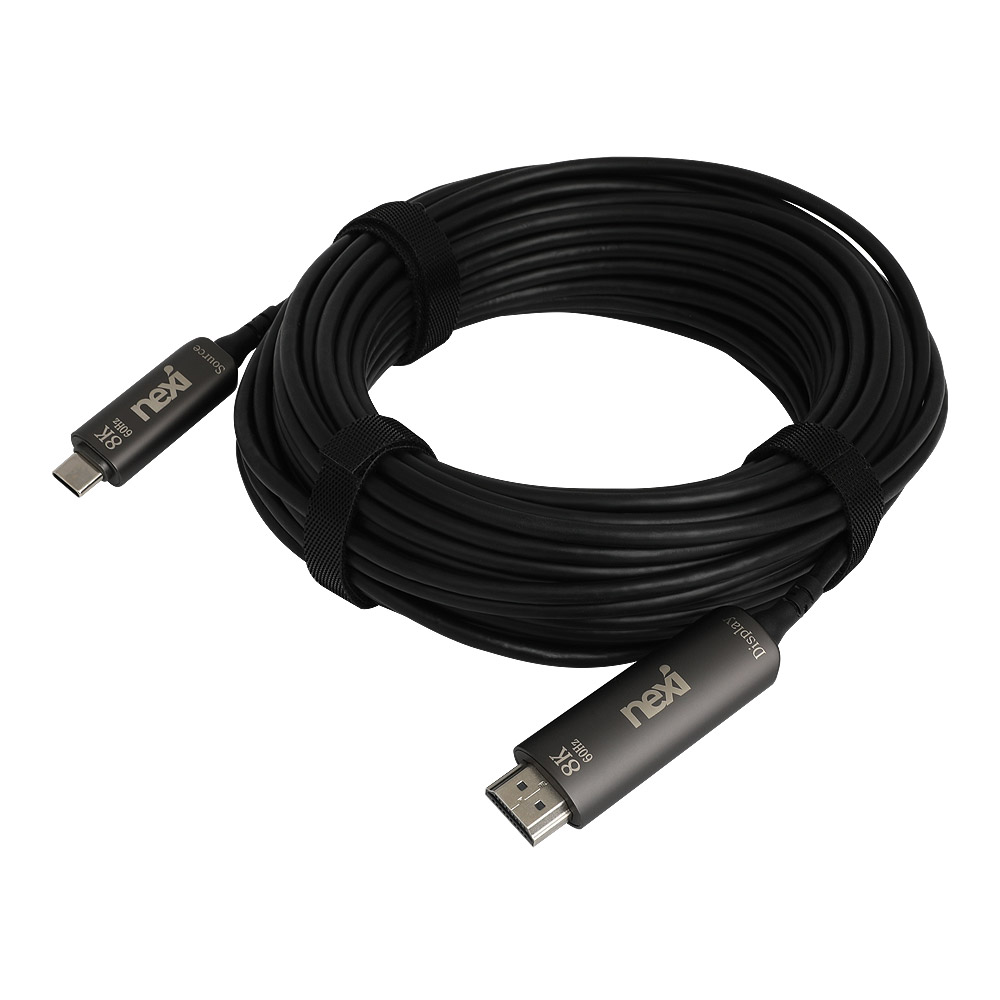 넥시 USB3.1 C타입 to HDMI2.1 AOC 하이브리드 광 케이블 10M NX1355