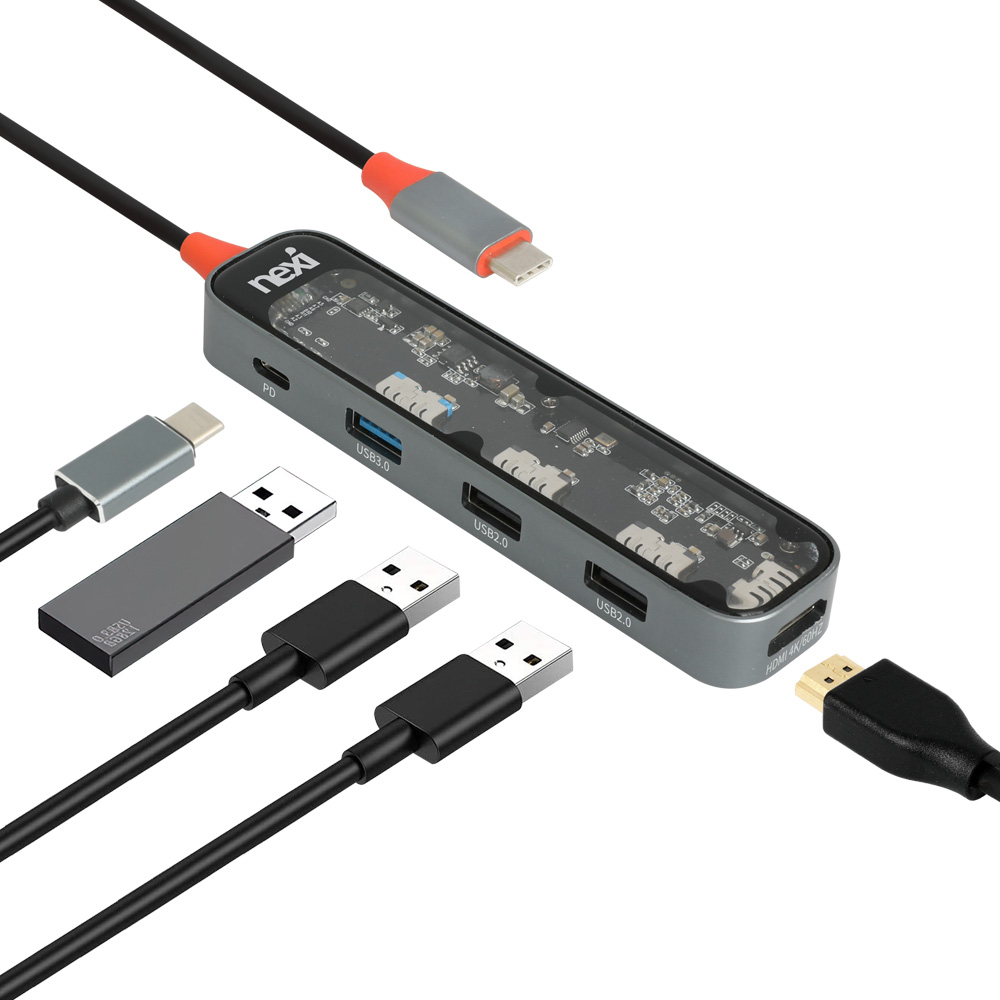 넥시 5in1 USB C타입 포트 확장 멀티허브 HDMI 4K 60Hz NX1329