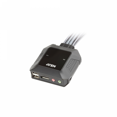 2포트 USB DisplayPort 케이블 KVM 스위치 + 원격 포트 선택기 CS22DP