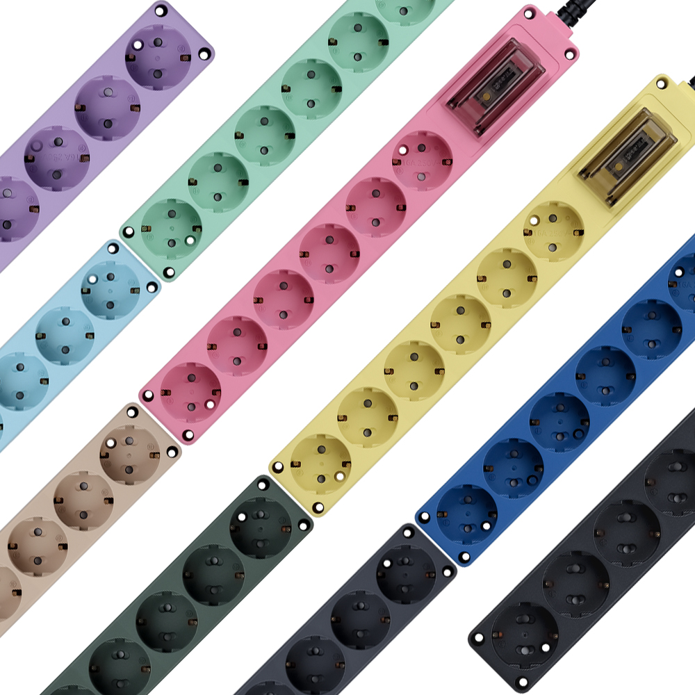 고용량 멀티탭 6구 5M 누전차단 고전력 컬러멀티탭 민트