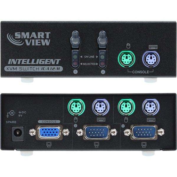 NETmate IC-A12-M RGB KVM 2:1 스위치(PS/2, 블랙)