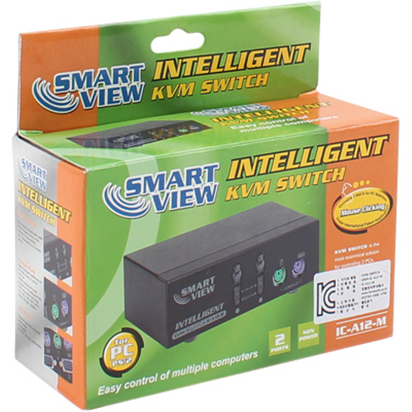 NETmate IC-A12-M RGB KVM 2:1 스위치(PS/2, 블랙)