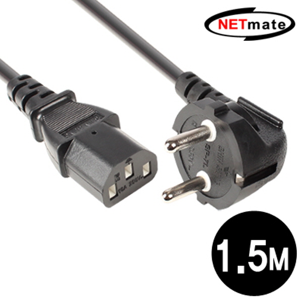 NETmate NMP-SPC015 220V 전용 3구 AC 파워 케이블 1.5m (블랙)