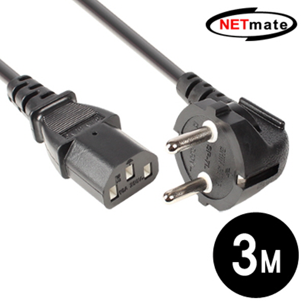 NETmate NMP-SPC030 220V 전용 3구 AC 파워 케이블 3m (블랙)