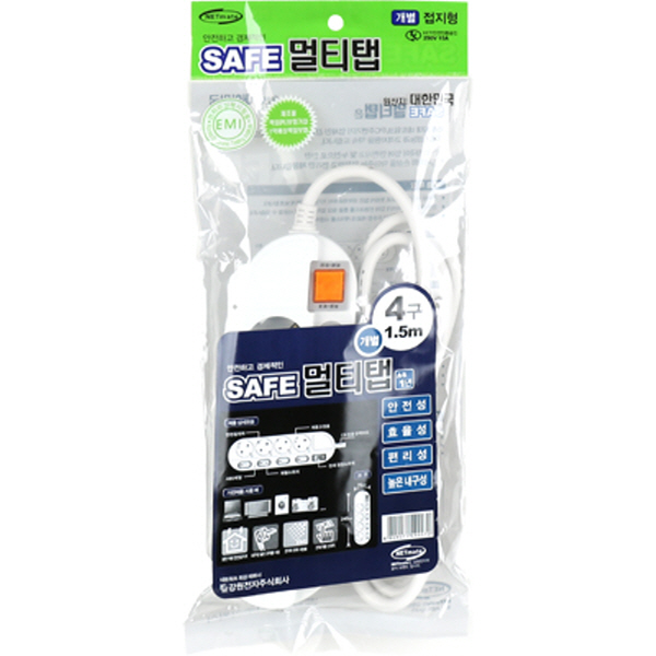 SAFE 멀티탭 NM-415SFS 4구 개별 접지 1.5m