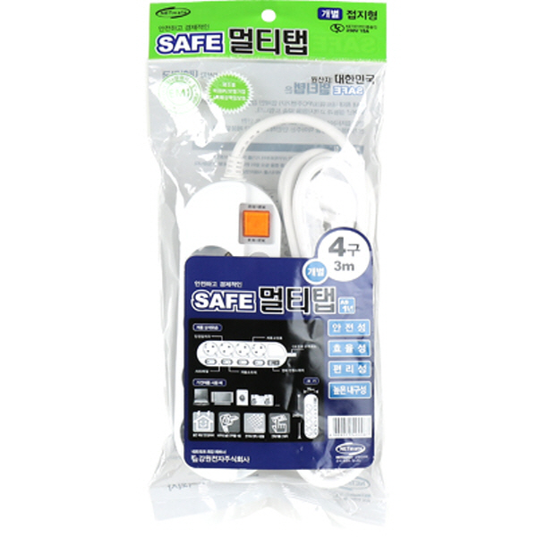 SAFE 멀티탭 NM-430SFS 4구 개별 접지 3m