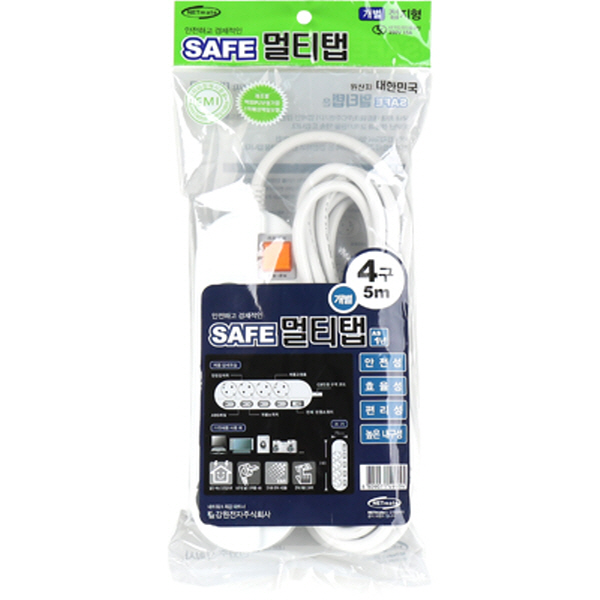SAFE 멀티탭 NM-450SFS 4구 개별 접지 5m