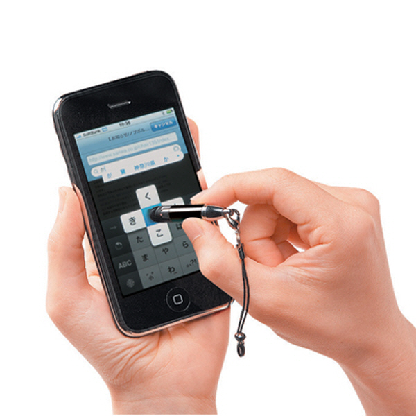 SANWA PDA-PEN18BK 모바일 스트랩형 정전식 터치펜(블랙)