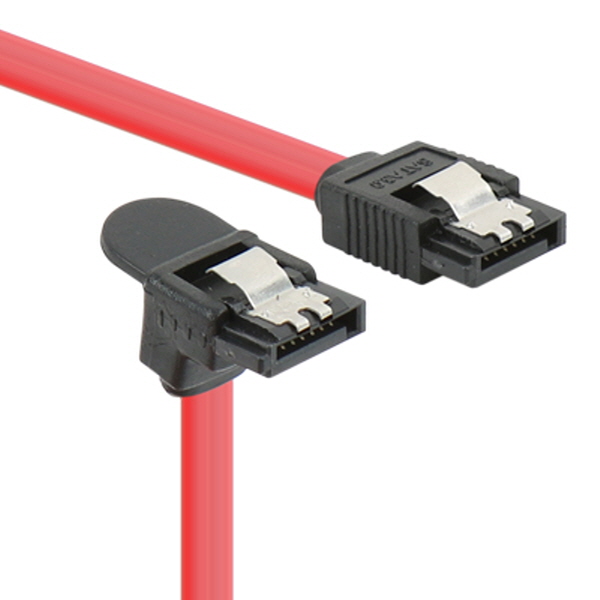 NETmate NMP-ST302(SATA3(한ㄱ-F)1M) SATA3 Flat 케이블(한쪽 90° 꺾임/Lock) 1m