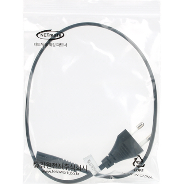 Netmate NMP-KPC806B 220V 전용 2구(8자) AC 파워 케이블 0.6m(블랙)