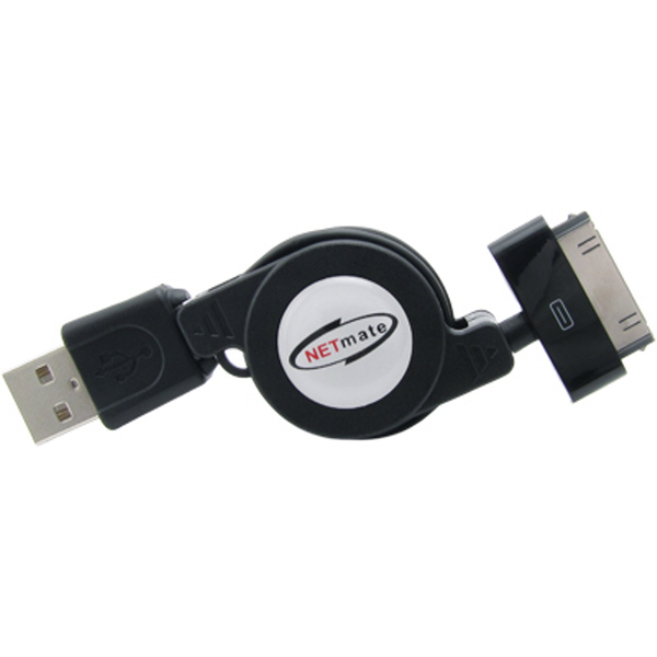 NETmate iPhone·iPod·iPad USB 데이터·충전 자동감김 Dock 케이블(블랙)
