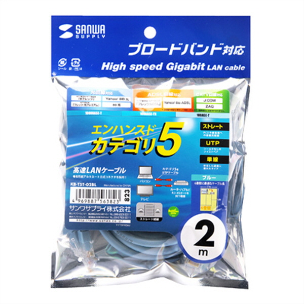 SANWA KB-T5T-02BL CAT.5E UTP 다이렉트 케이블(블루) 2m