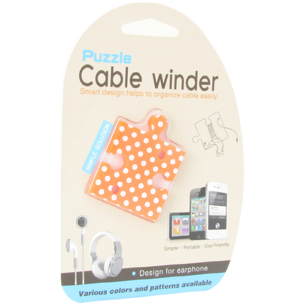 NETmate NMA-LM30 퍼즐 이어폰 줄감개(꼬임방지 선 정리기)(오렌지)