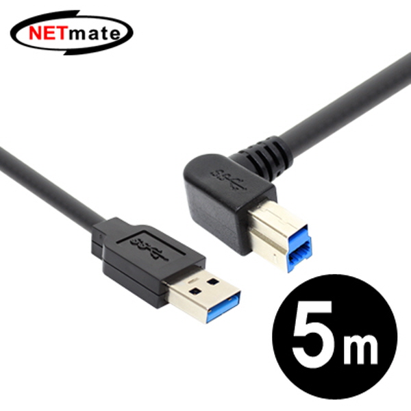 NETmate CBL-PD302LA-5M USB3.0 AM-BM(왼쪽 꺾임) 케이블 5m