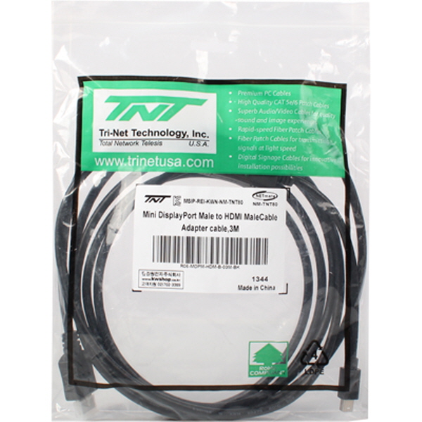 TNT NM-TNT80 Mini DisplayPort to HDMI 케이블 3m