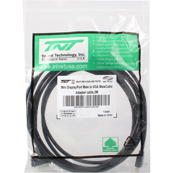 TNT NM-TNT87 Mini DisplayPort to VGA 케이블 3m