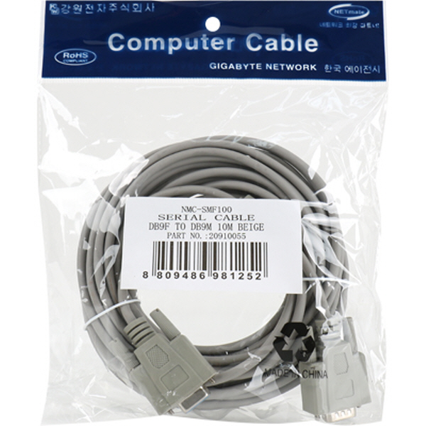 NETmate NMC-SMF100 9핀 연장 M/F 케이블(필터) 10m