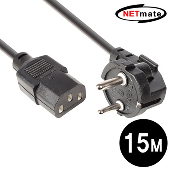 NETmate NMP-SPC150 220V 전용 3구 AC 파워 케이블 15m (블랙)